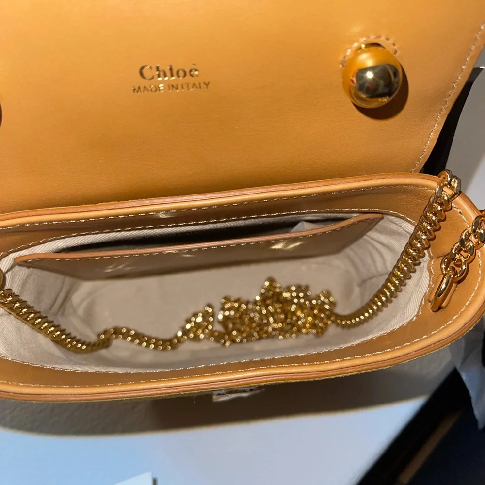 CHLOÉ Aby Lock Small Lizard-effect Leather-trimmed Embroidered Suede Bag - Picture 7 of 16